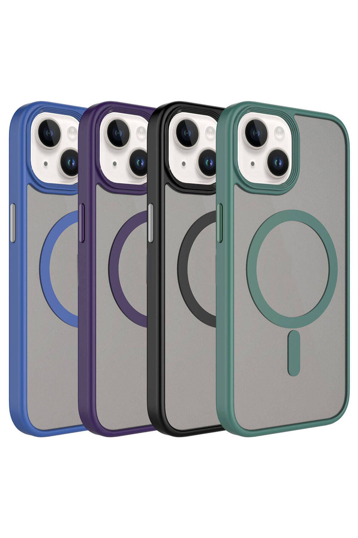 iPhone 15 Uyumlu Mat Arka Yüzey Wireless Şarj Özellikli Zore Flet Magsafe Kılıf-Yeşil