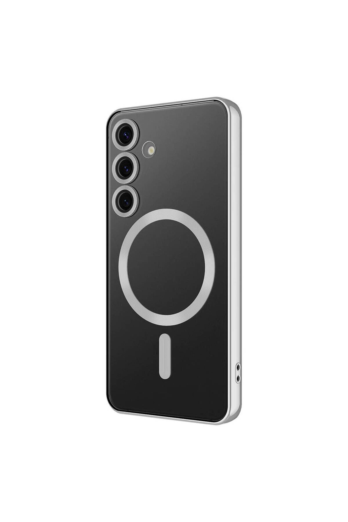 Galaxy S24 Plus Uyumlu Kamera Korumalı Magsafe Wireless Şarj Özellikli Zore Demre Kılıf-Gümü
