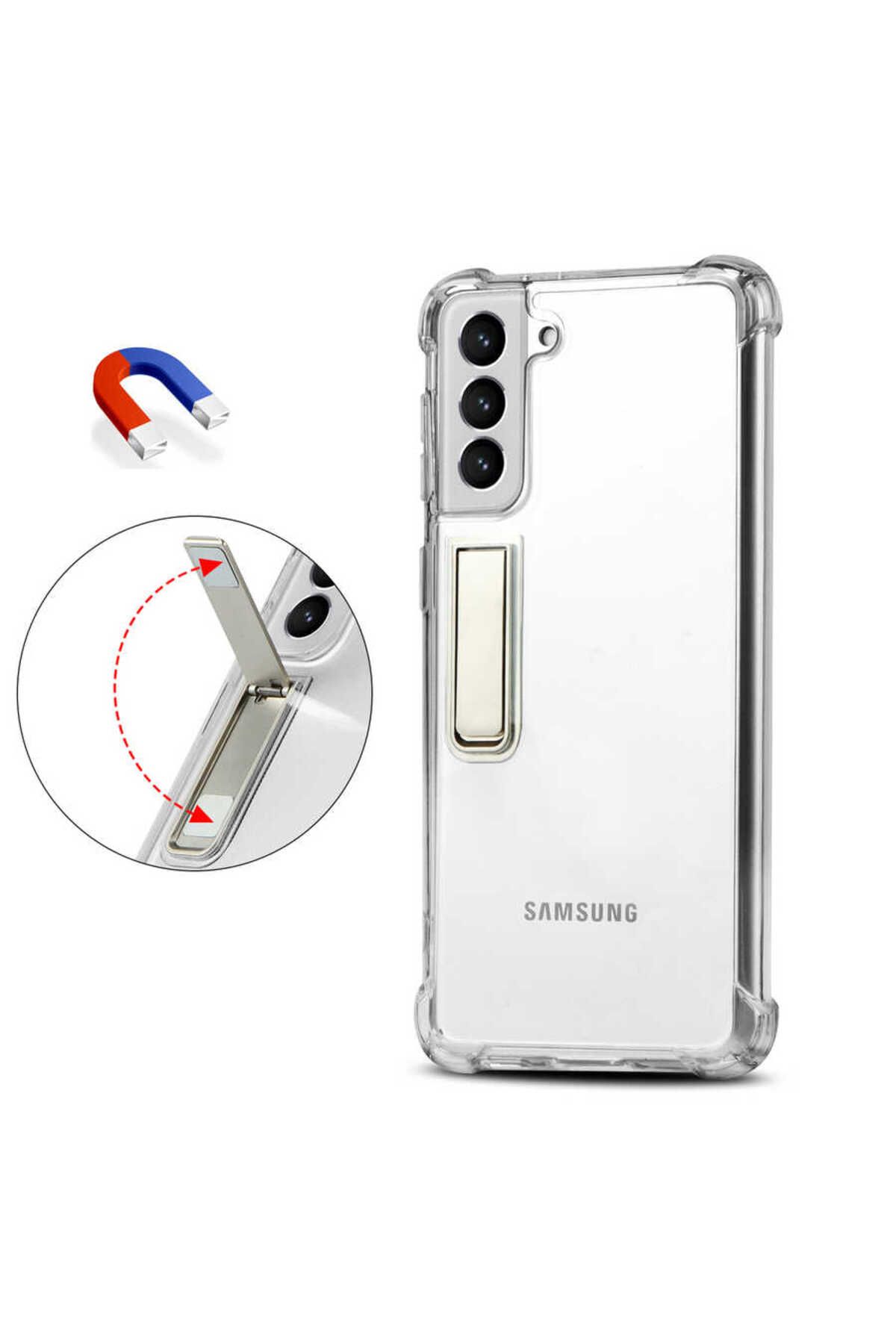 Galaxy S21 Plus Uyumlu Zore Standlı Süper Silikon Kılıf-Renksiz Galaxy S21 Plus Uyumlu Zore Standlı Süper Silikon Kılıf-Renksiz