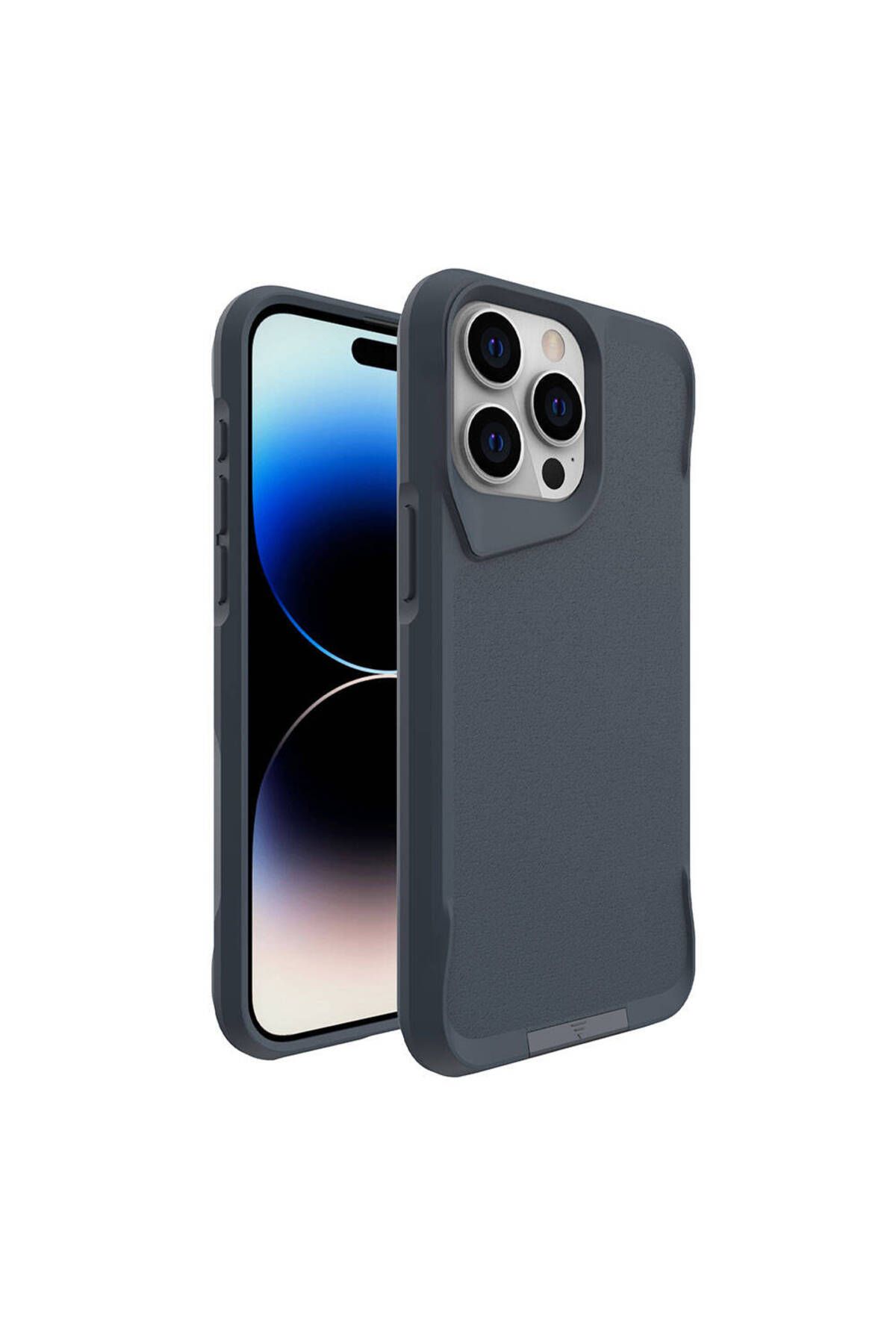 iPhone 15 Pro Uyumlu Zore Airbag Kenarlı T-Max Mat Standlı Kılıf-Gri