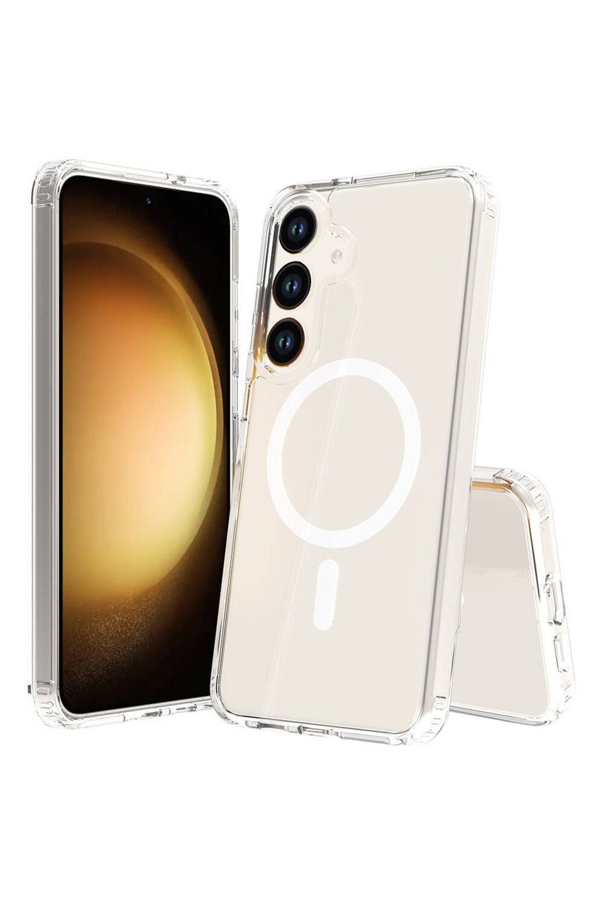 Galaxy S23 FE Uyumlu Magsafe Şarj Özellikli Şeffaf Sert PC Zore Embos Kılıf-Renksiz Galaxy S23 FE Uyumlu Magsafe Şarj Özellikli Şeffaf Sert PC Zore Embos Kılıf-Renksiz