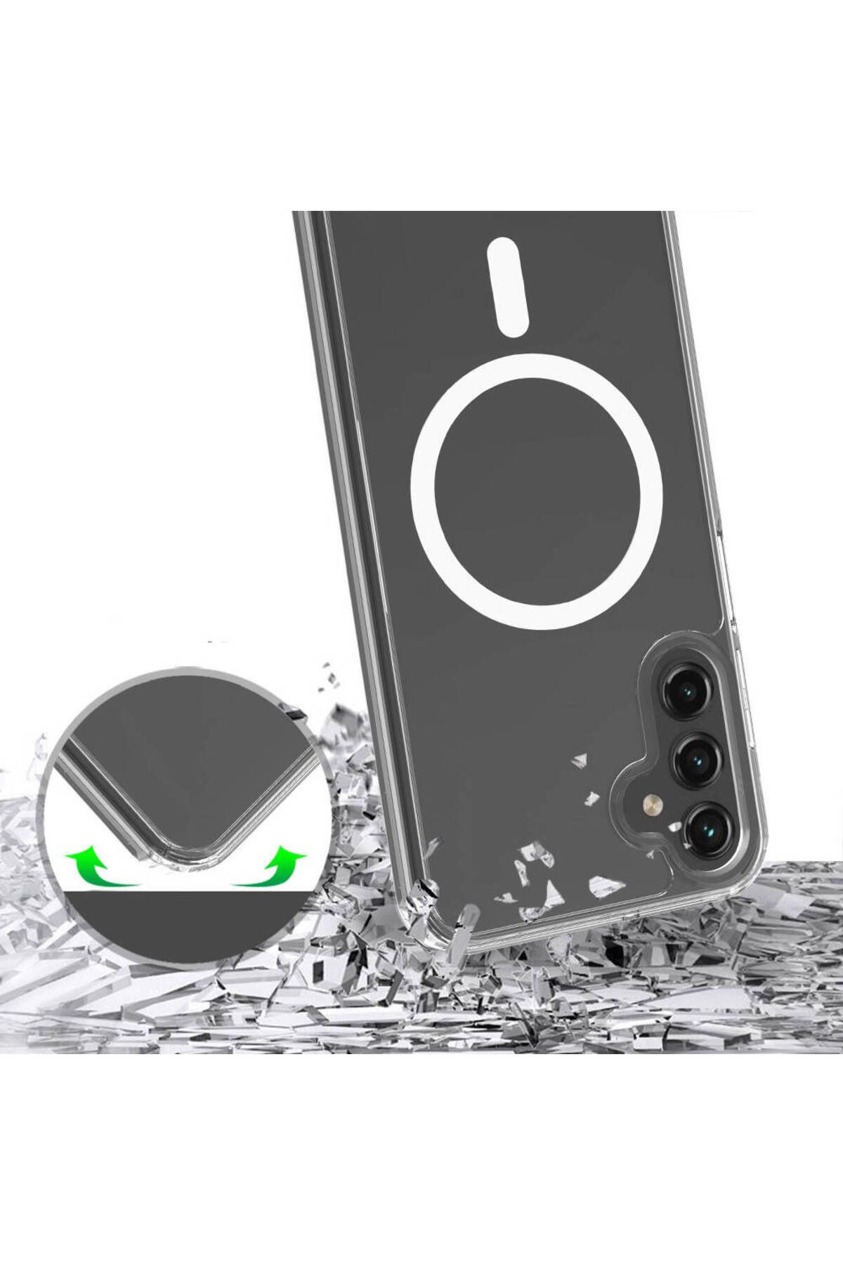 Galaxy S23 FE Uyumlu Magsafe Şarj Özellikli Şeffaf Sert PC Zore Embos Kılıf-Renksiz Galaxy S23 FE Uyumlu Magsafe Şarj Özellikli Şeffaf Sert PC Zore Embos Kılıf-Renksiz