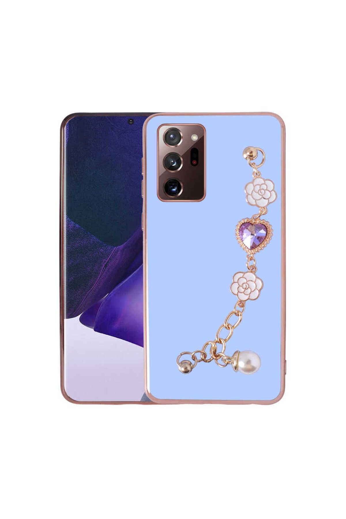 Galaxy Note 20 Ultra Uyumlu El Tutamaçlı Kamera Korumalı Zore Taka Silikon Kılıf-Mor