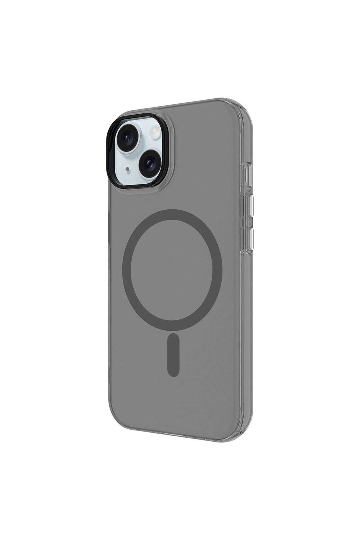 iPhone 15 Uyumlu Zore Magsafe Şarj Özellikli Buzlu Transparan C-Pro Sert Kılıf-Koyu Gri iPhone 15 Uyumlu Zore Magsafe Şarj Özellikli Buzlu Transparan C-Pro Sert Kılıf-Koyu Gri
