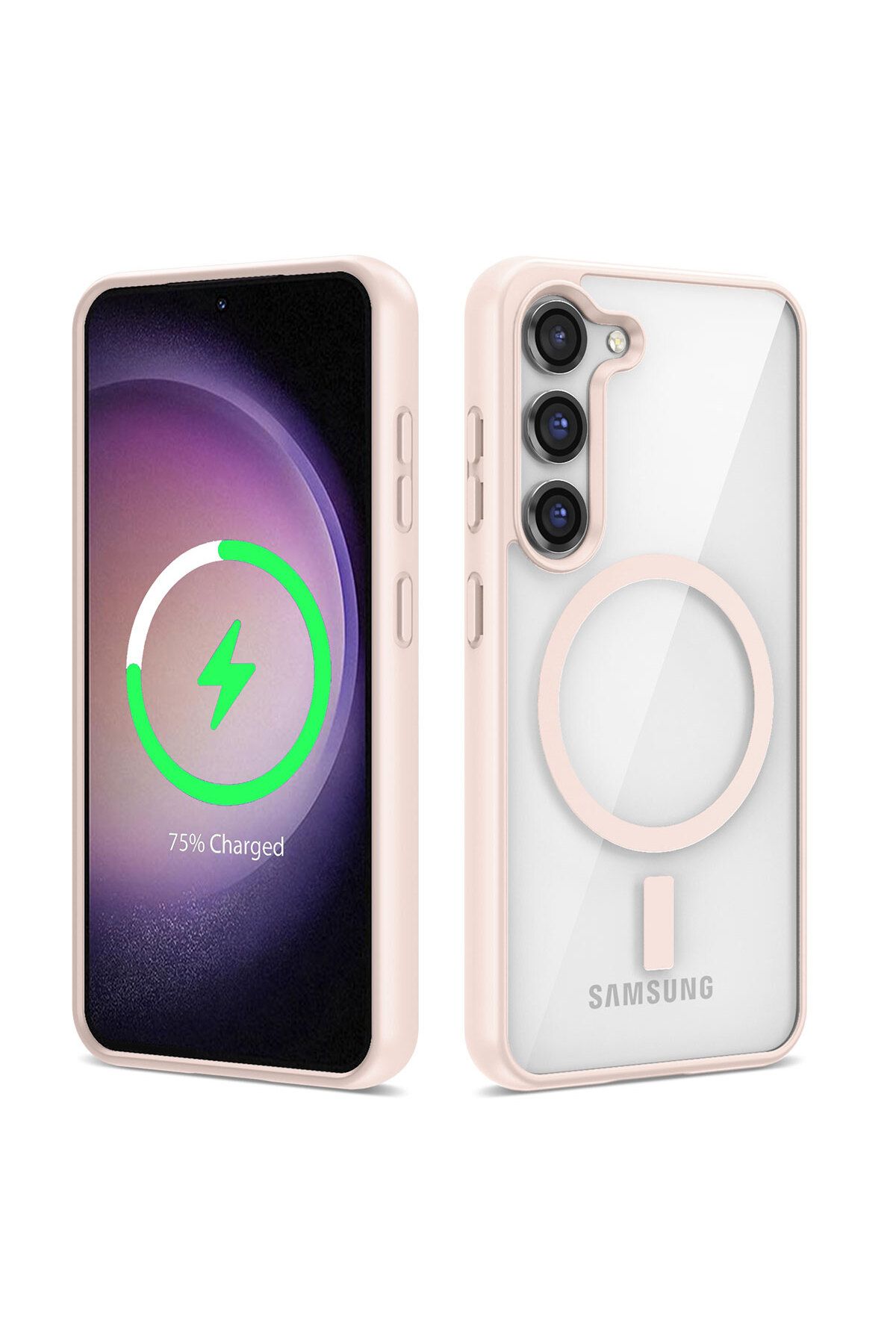 Galaxy S23 Uyumlu Magsafe Wireless Şarj Özellikli Silikon Zore Ege Kılıf-Pembe
