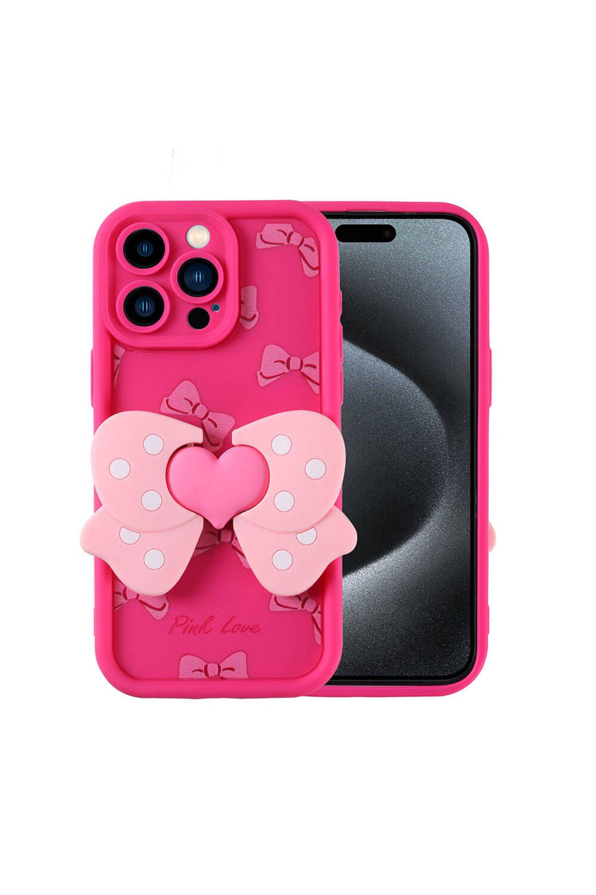 iPhone 15 Pro Max Kılıf Kamera Korumalı Figür Tasarımlı Zore Kapya Kapak-Pembe Koyu