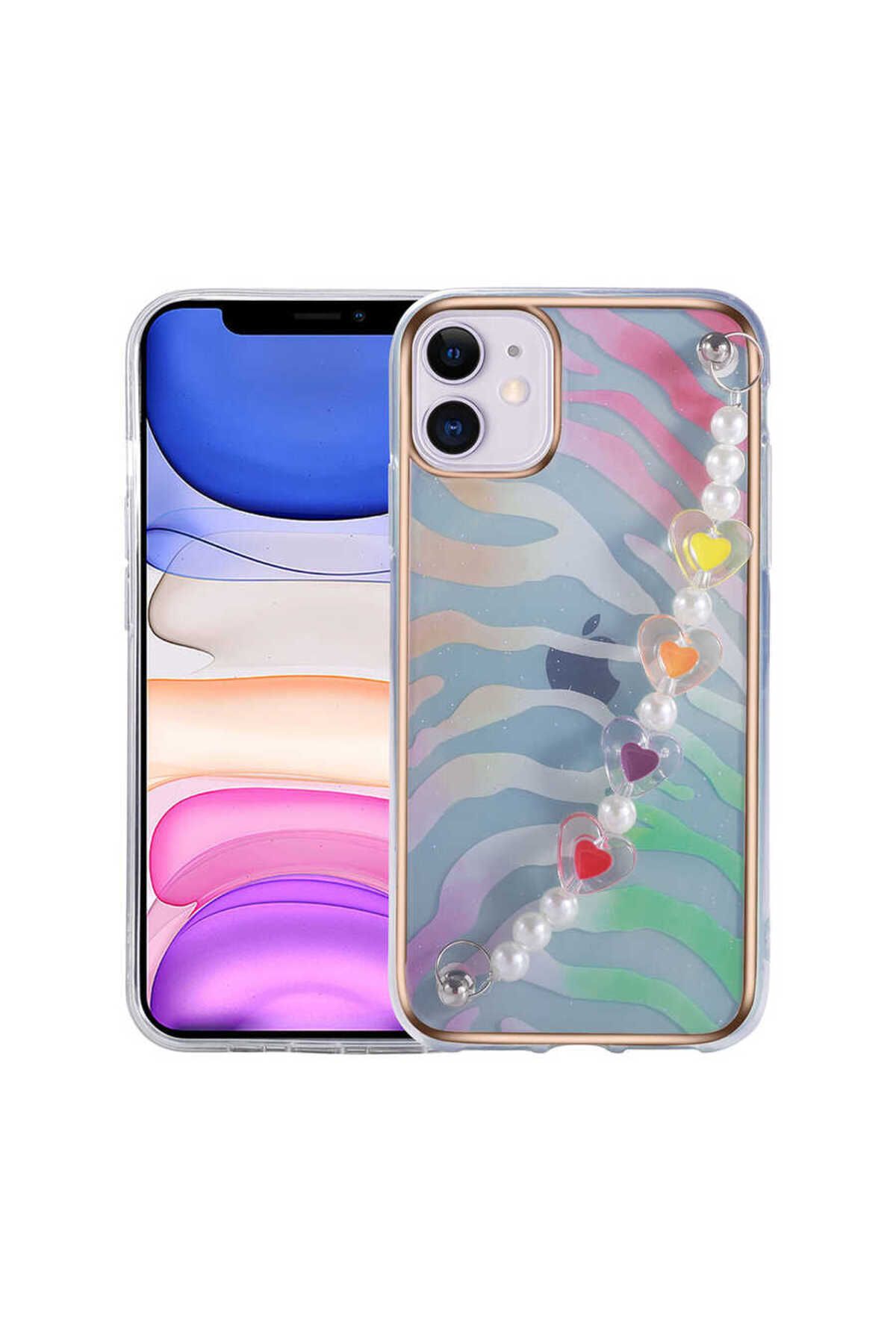 iPhone 11 Uyumlu Zore Pilla Kılıf-Pembe-Yeşil