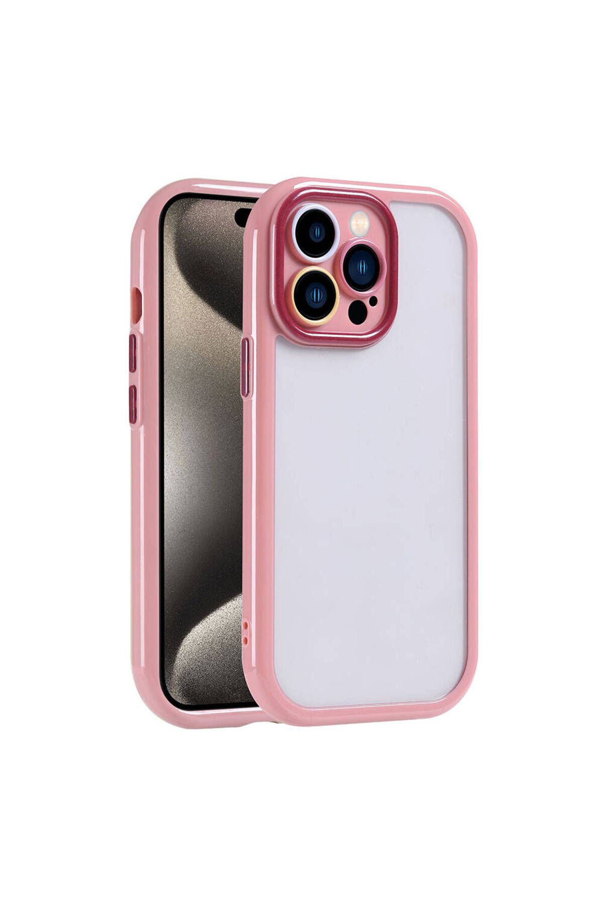 iPhone 15 Pro Max Kılıf Kamera Korumalı Renkli Kenar ve Çerçeve Tasarımlı Zore Vitamin Kapak-Mürdüm