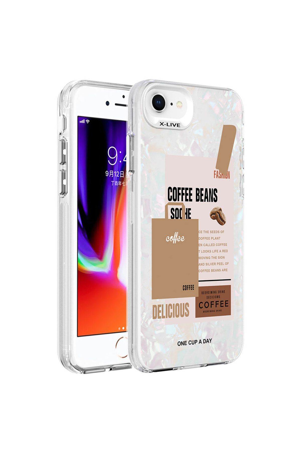 iPhone SE 2022 Uyumlu Mermer Desenli Zore Marbello Kılıf-Kahverengi