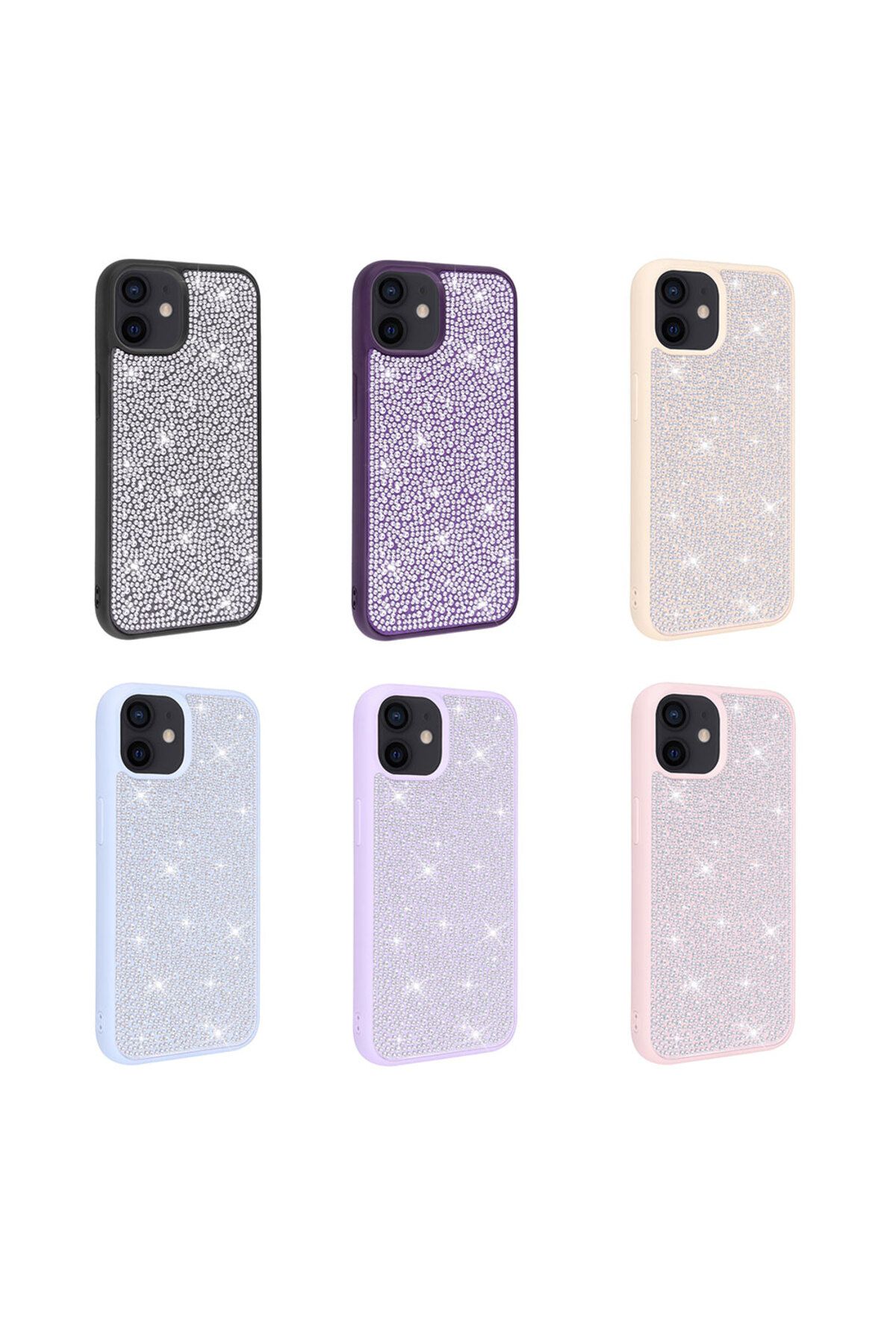 iPhone 11 Uyumlu Parlak Taşlı Tasarım Zore Ston Kılıf-Lila