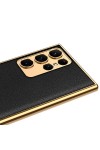 Galaxy S23 Ultra Uyumlu Deri Görünümlü Kenarları Elektroplating Kaplama Zore Fizyon Kılıf-Si Galaxy S23 Ultra Uyumlu Deri Görünümlü Kenarları Elektroplating Kaplama Zore Fizyon Kılıf-Si