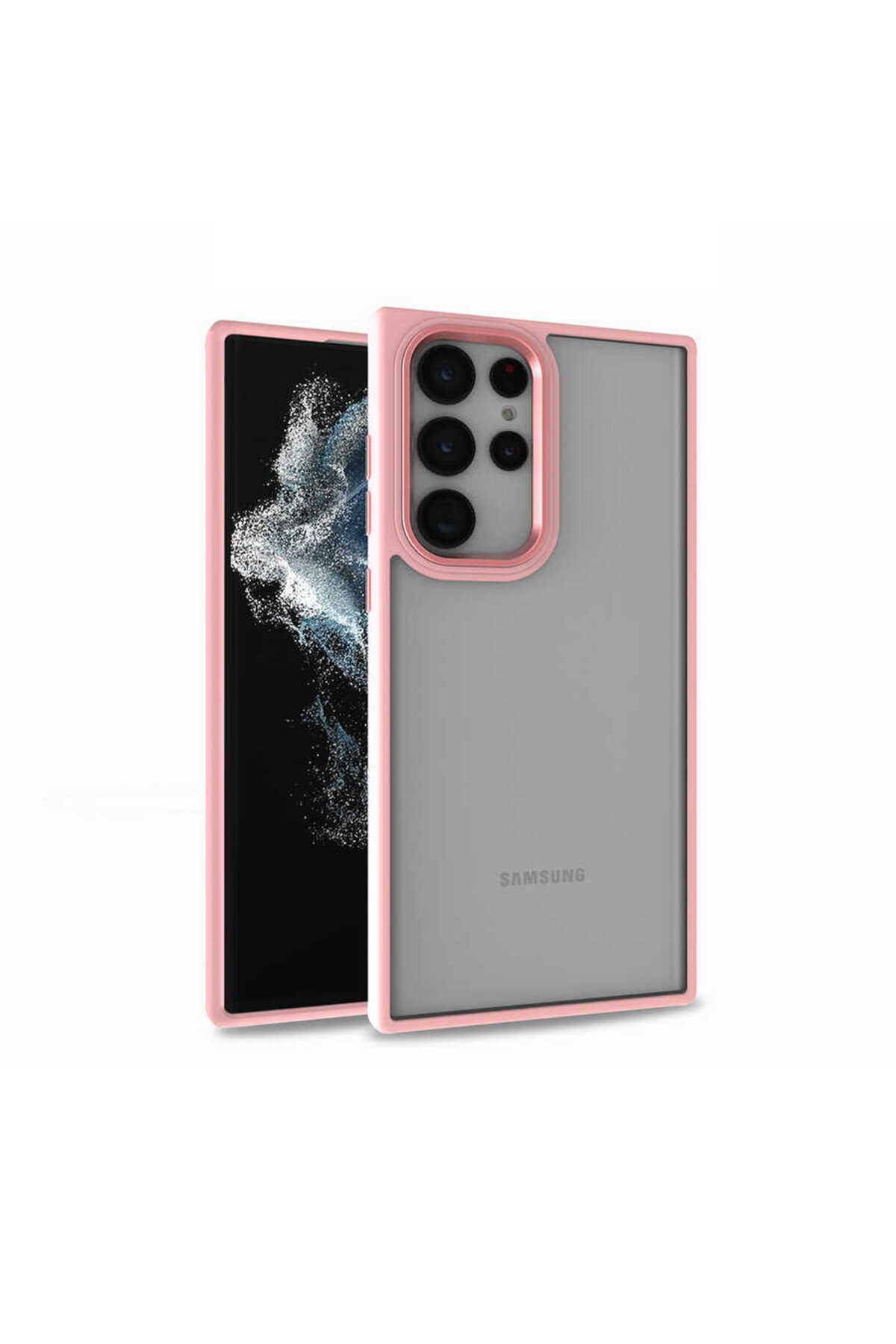Galaxy S22 Ultra Uyumlu Zore Flora Kılıf-Rose Gold