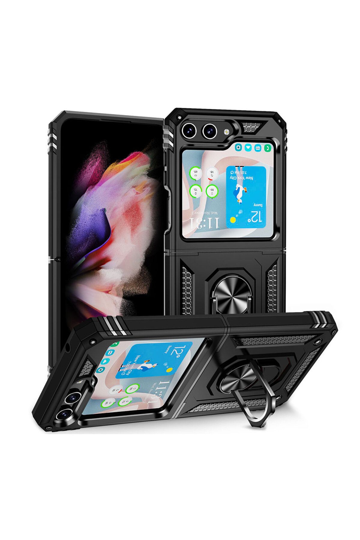 Galaxy Z Flip 5 Uyumlu Zore Vega Kılıf-Siyah