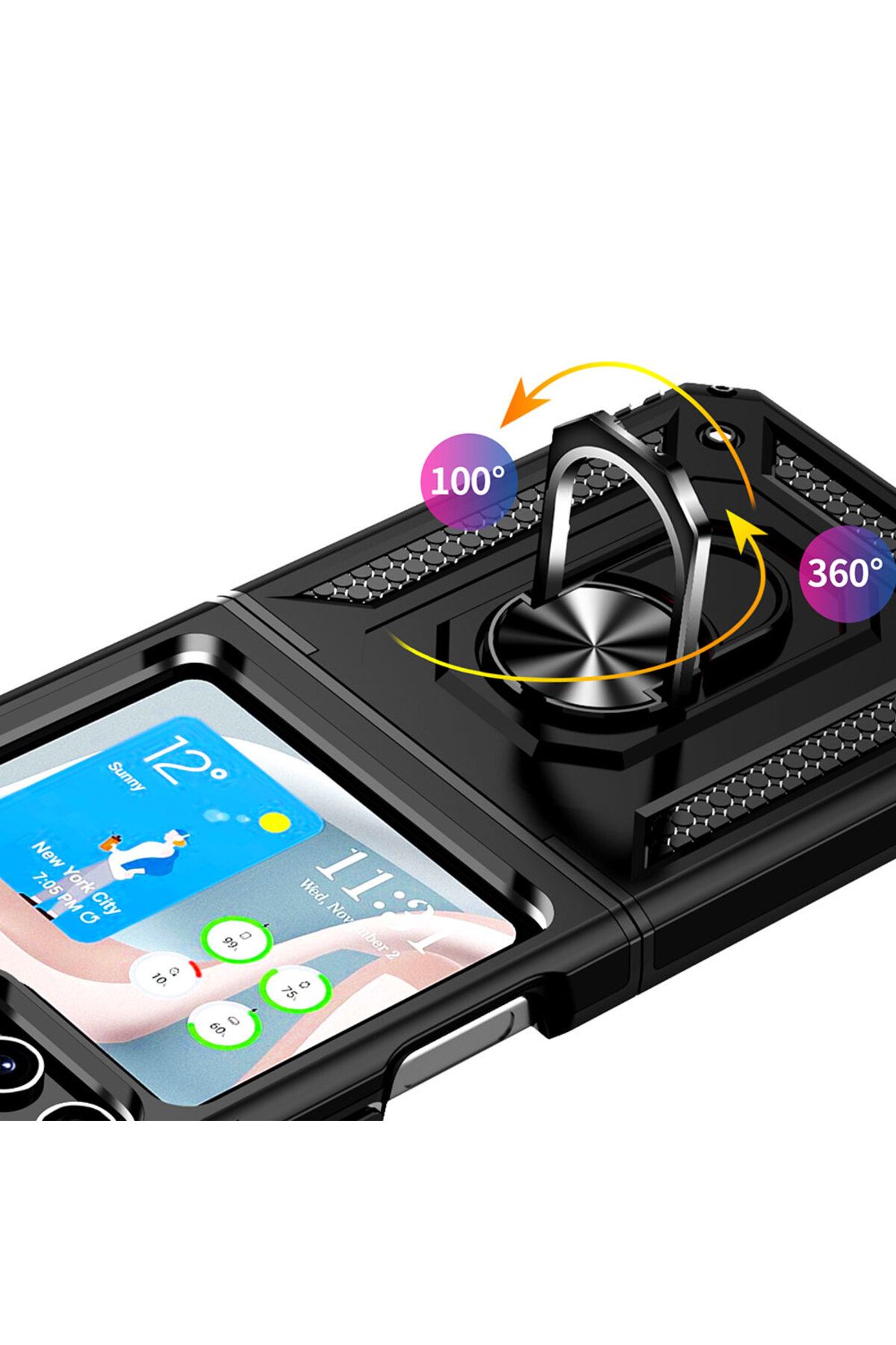 Galaxy Z Flip 5 Uyumlu Zore Vega Kılıf-Siyah