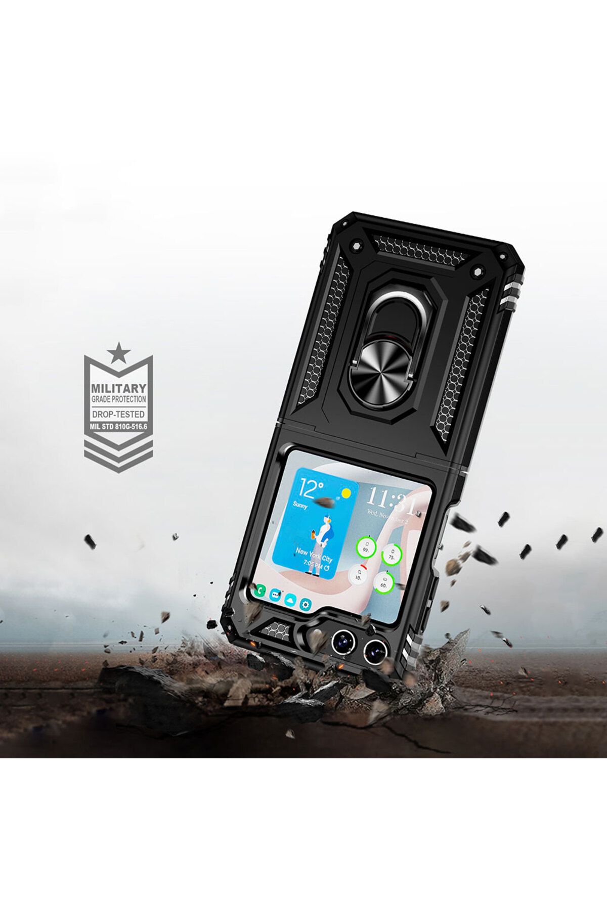 Galaxy Z Flip 5 Uyumlu Zore Vega Kılıf-Siyah Galaxy Z Flip 5 Uyumlu Zore Vega Kılıf-Siyah