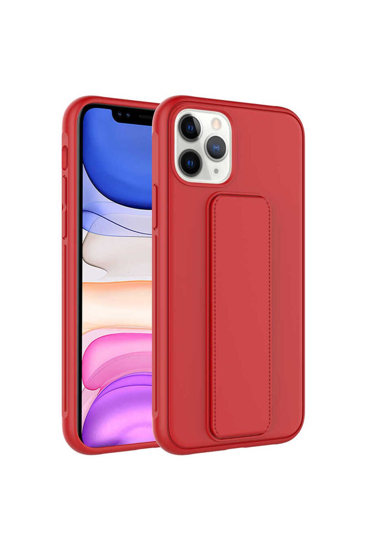 iPhone 11 Pro Max Uyumlu Zore Qstand Kılıf-Kırmızı