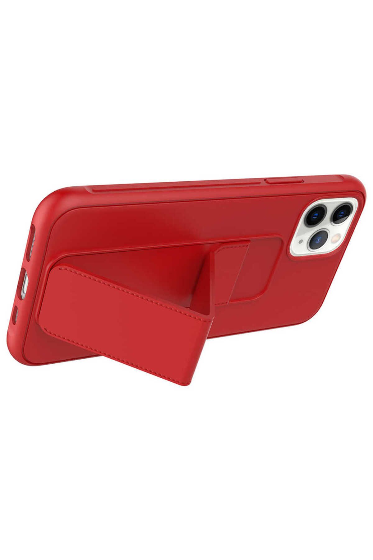 iPhone 11 Pro Max Uyumlu Zore Qstand Kılıf-Kırmızı