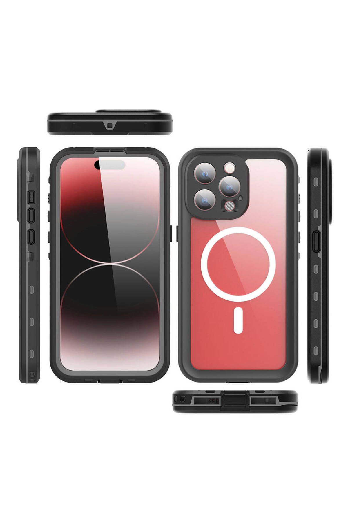 iPhone 15 Pro Uyumlu 1-1 Su Geçirmez Kılıf-Siyah