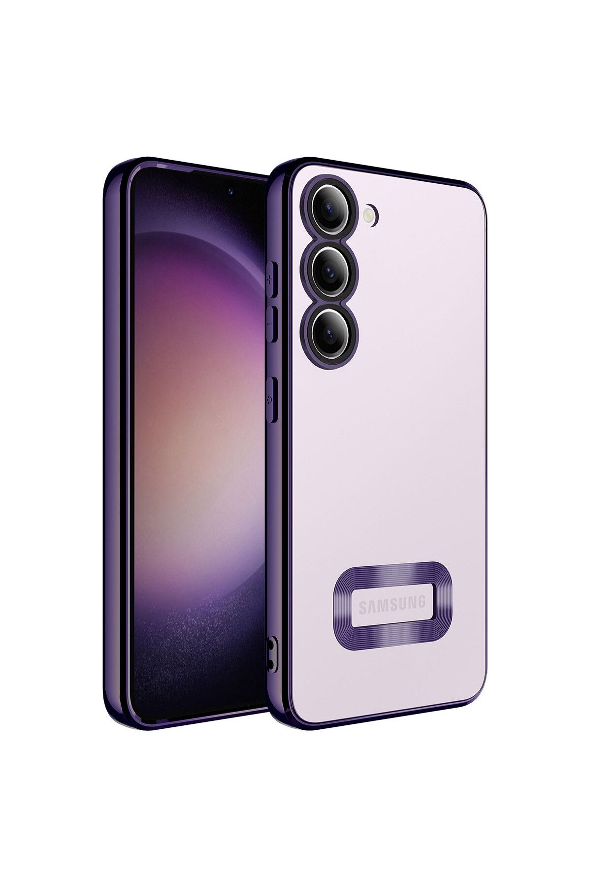 Galaxy S23 Uyumlu Kamera Korumalı Logo Gösteren Zore Omega Kılıf-Derin Mor