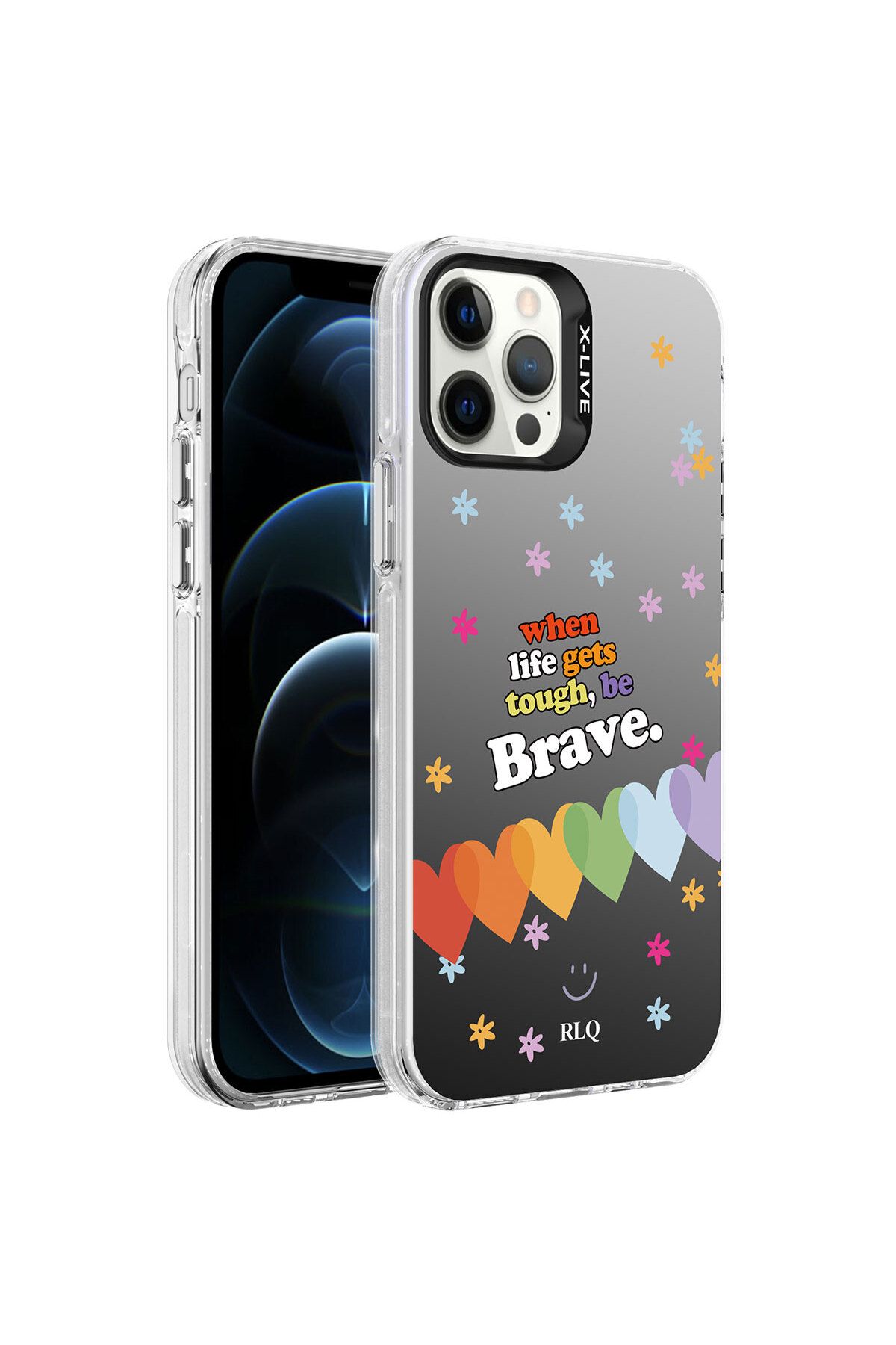 iPhone 12 Pro Max Uyumlu Desenli Zore Silver Sert Kılıf-Kalp