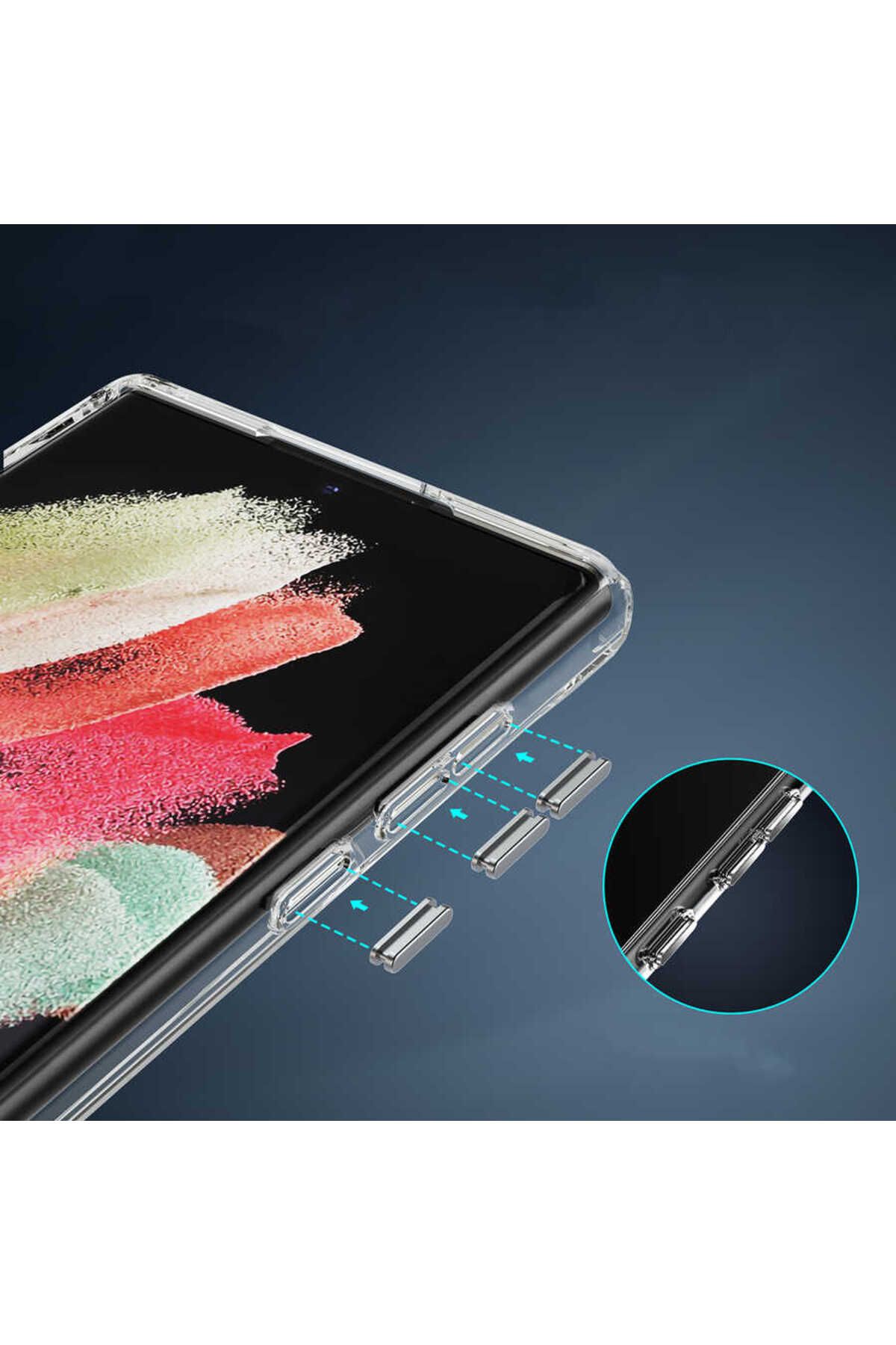 Galaxy S22 Ultra Uyumlu Standlı Şeffaf Silikon Zore L-Stand Kılıf-Renksiz Galaxy S22 Ultra Uyumlu Standlı Şeffaf Silikon Zore L-Stand Kılıf-Renksiz