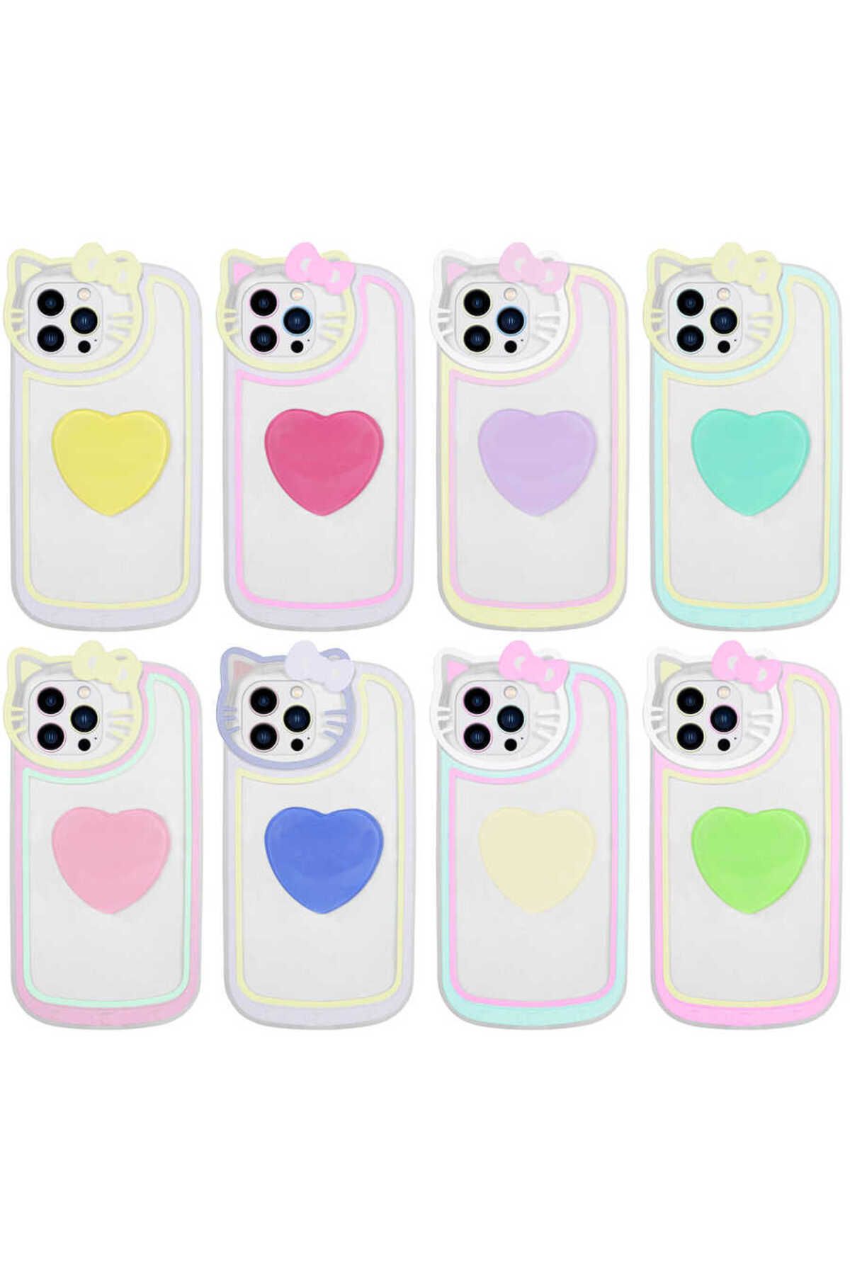 iPhone 12 Pro Max Uyumlu Kedi Figürlü Transparan Pop Soketli Zore Ritmik Kılıf-Pembe
