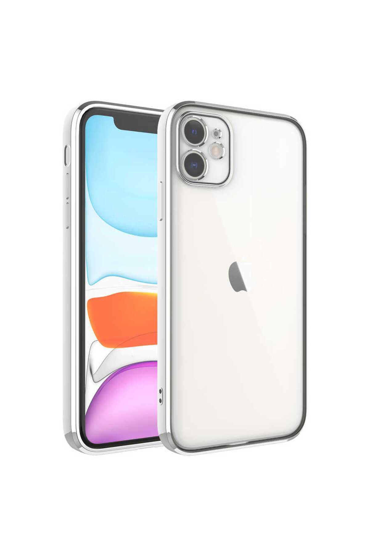 iPhone 11 Uyumlu Zore Glitter Full Renkli Silikon Kılıf-Gümüş