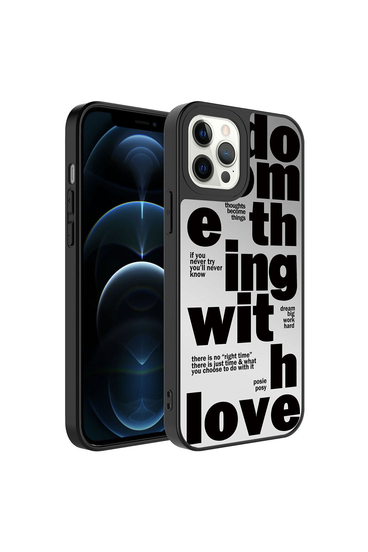 iPhone 12 Pro Max Uyumlu Aynalı Desenli Kamera Korumalı Parlak Zore Mirror Kılıf-Love iPhone 12 Pro Max Uyumlu Aynalı Desenli Kamera Korumalı Parlak Zore Mirror Kılıf-Love
