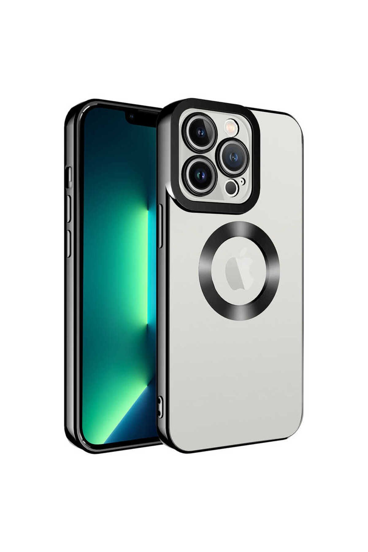 iPhone 11 Pro Uyumlu Kamera Korumalı Logo Gösteren Zore Omega Kılıf-Siyah
