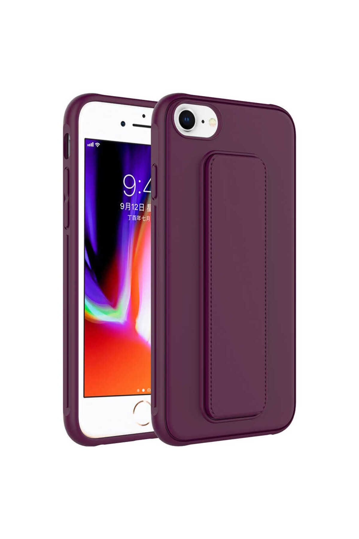 iPhone SE 2022 Uyumlu Zore Qstand Kılıf-Mürdüm iPhone SE 2022 Uyumlu Zore Qstand Kılıf-Mürdüm