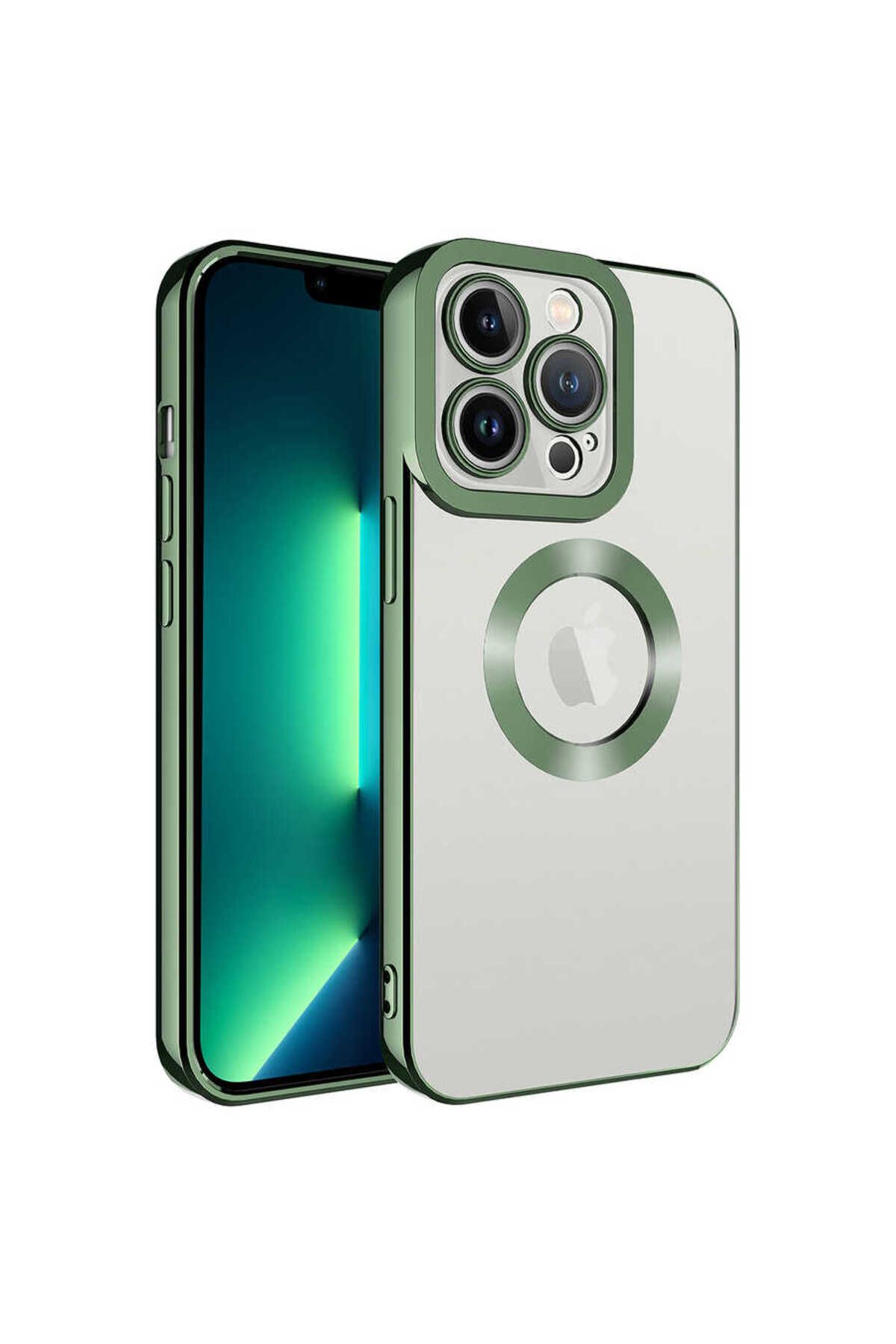 iPhone 11 Pro Max Uyumlu Kamera Korumalı Logo Gösteren Zore Omega Kılıf-Yeşil