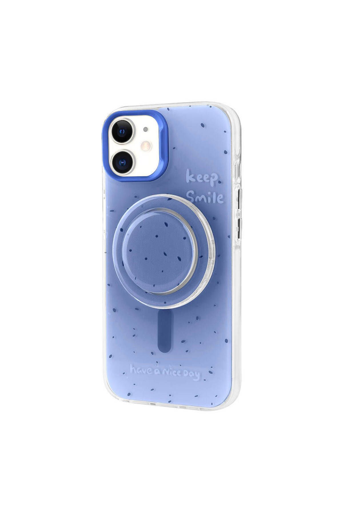 iPhone 11 Zore Magsafe Şarj Özellikli Tak-Çıkar Pop Soketli Zore Tiktok Kılıf-Mavi