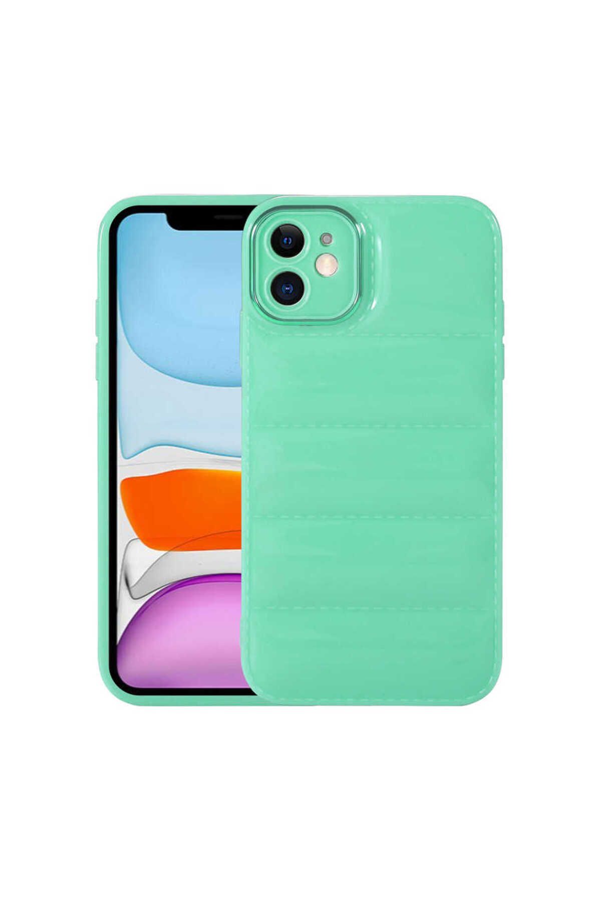 iPhone 11 Uyumlu Kamera Korumalı Parlak Airbag'li Zore Galya Kılıf-Su Yeşil