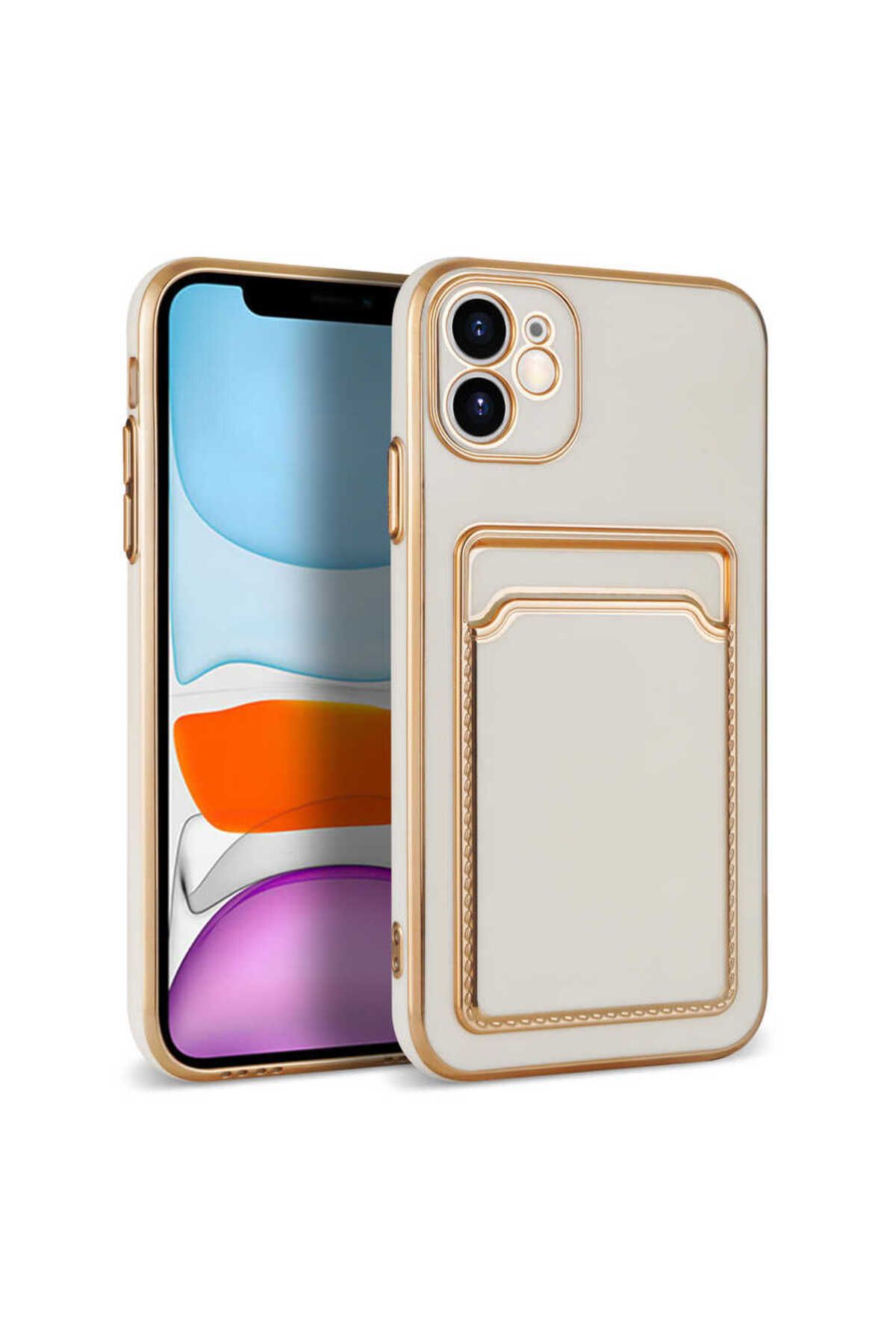 iPhone 11 Uyumlu Zore Bark Kartlıklı Kılıf-Beyaz