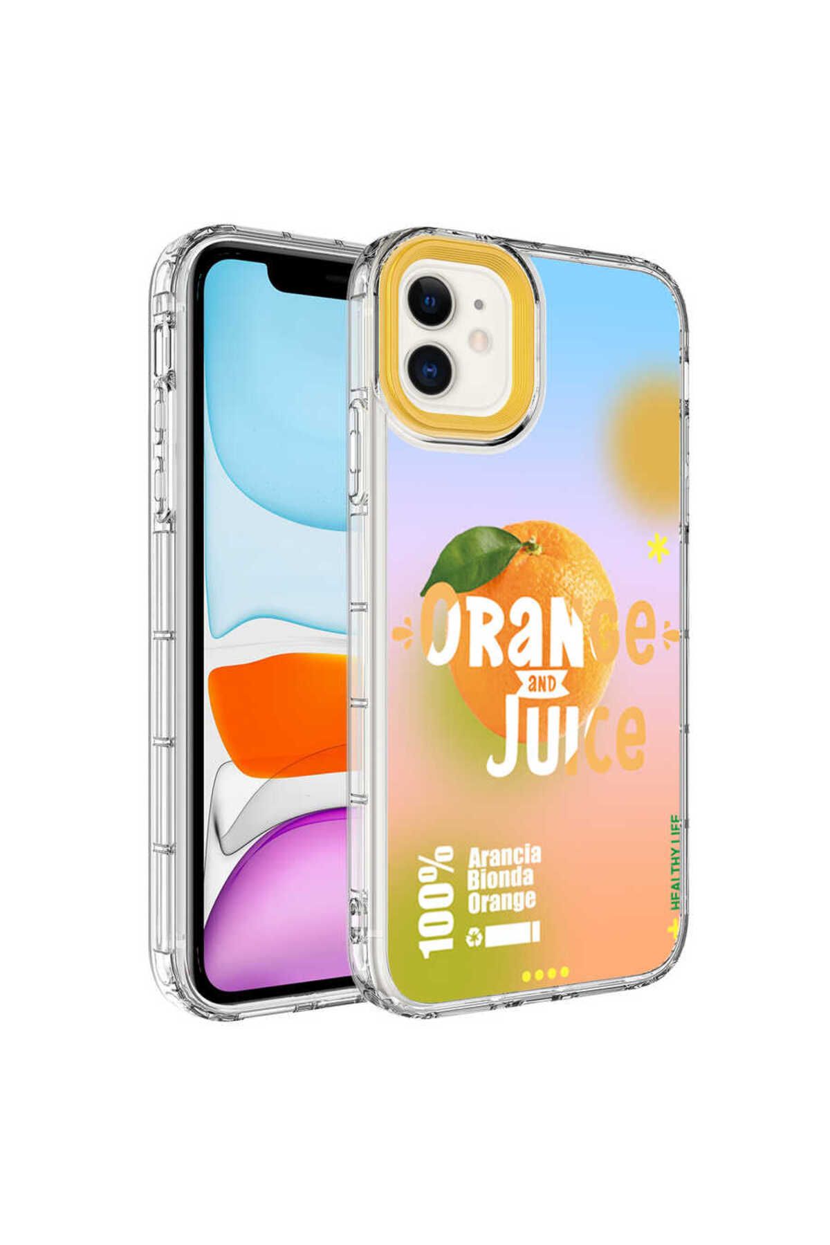 iPhone 11 Uyumlu Kamera Korumalı Renkli Desenli Sert Silikon Zore Korn Kılıf-NO3
