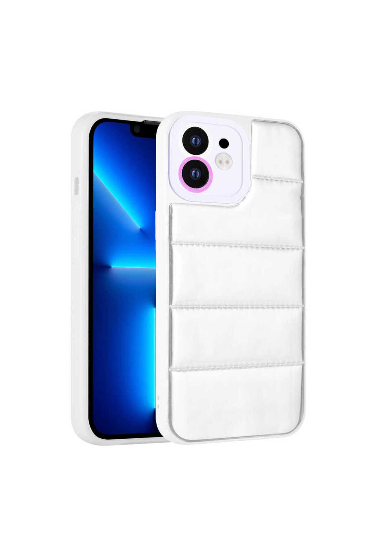 iPhone 11 Uyumlu Kamera Korumalı Airbagli Renkli Zore Seksek Kılıf-Gümüş