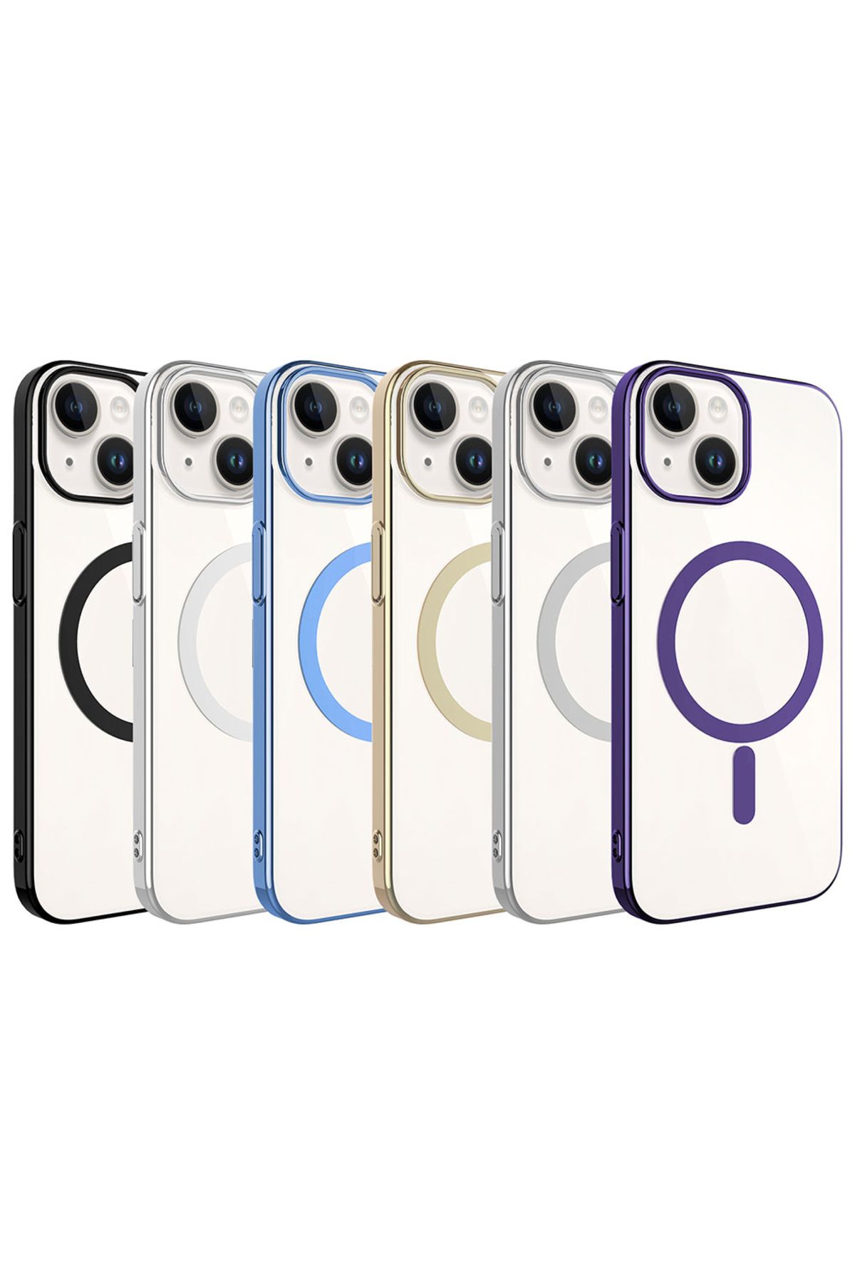 iPhone 15 Uyumlu Zore Wireless Şarj Özellikli Pixel Magsafe Kılıf-Derin Mor