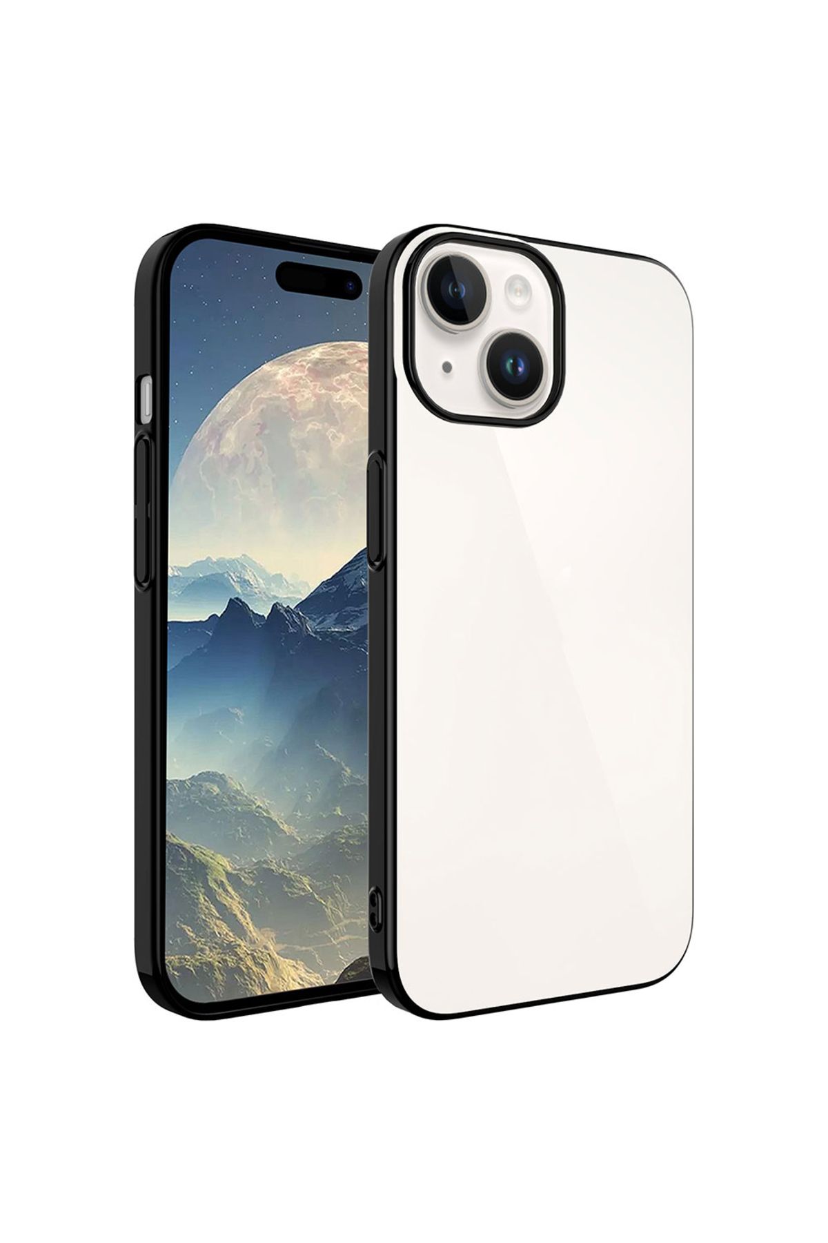iPhone 15 Uyumlu Sert PC Renkli Çerçeveli Zore Riksos Kılıf-Siyah