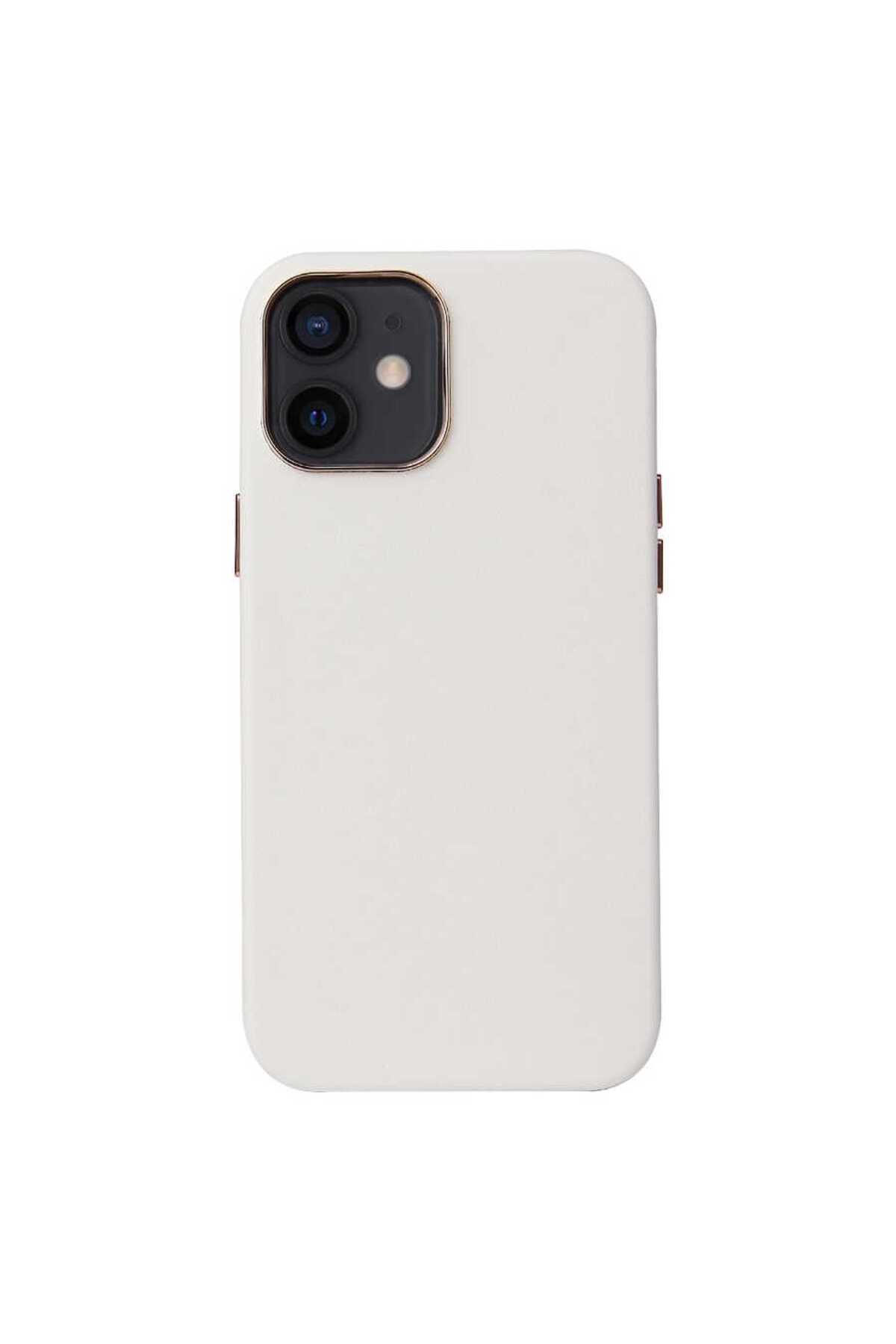iPhone 12 Mini Uyumlu Zore Leathersafe Wireless Kılıf-Beyaz