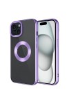 iPhone 15 Uyumlu Tek Kamera Çerçeveli Logo Gösteren Zore Omega Kılıf-Lila iPhone 15 Uyumlu Tek Kamera Çerçeveli Logo Gösteren Zore Omega Kılıf-Lila
