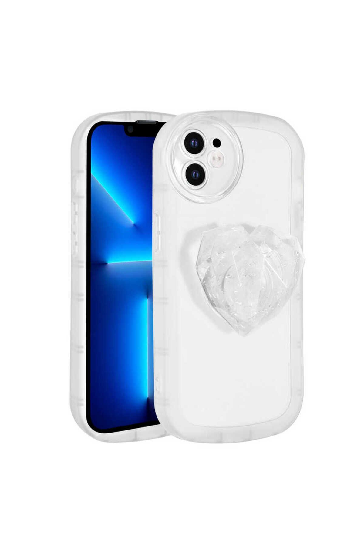 iPhone 11 Uyumlu Kamera Korumalı Pop Soketli Renkli Zore Ofro Kılıf-Beyaz
