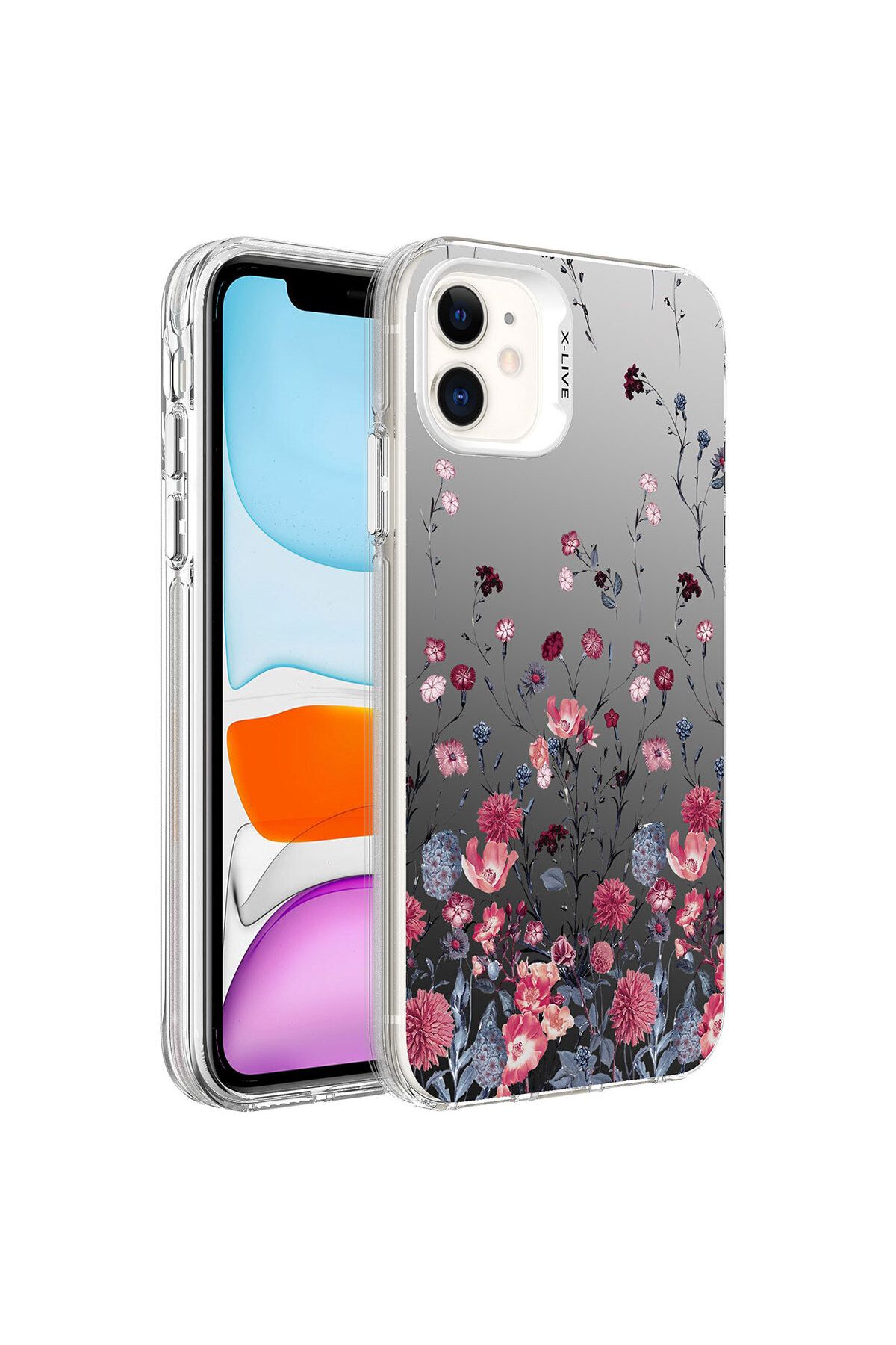 iPhone 11 Uyumlu Desenli Zore Silver Sert Kılıf-Çiçek iPhone 11 Uyumlu Desenli Zore Silver Sert Kılıf-Çiçek