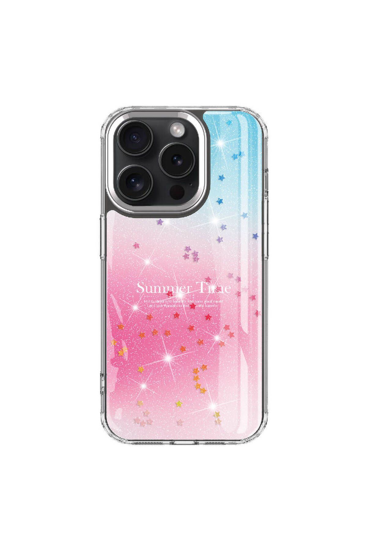 iPhone 15 Pro Uyumlu Simli Desenli Parlak Zore Task Kılıf-Mavi