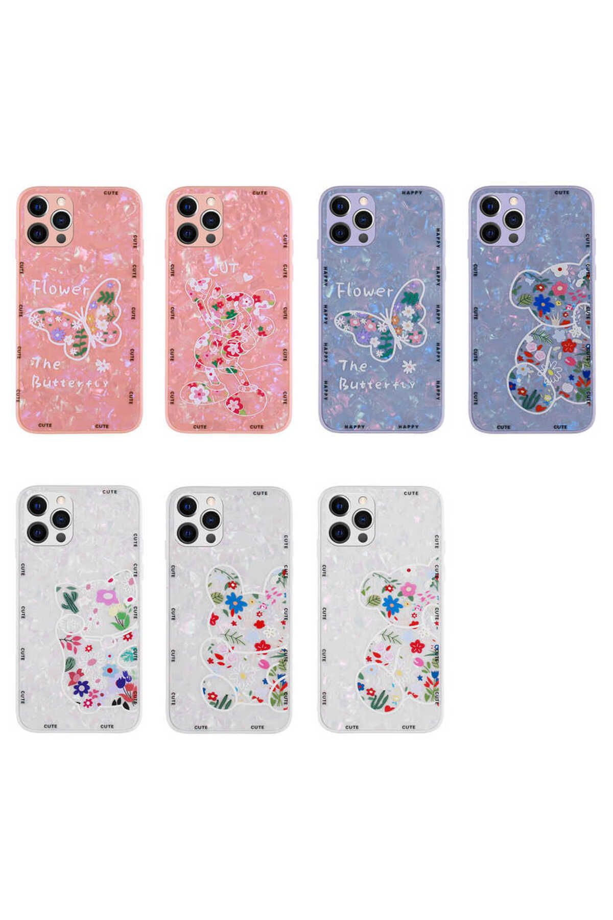 iPhone 12 Pro Max Uyumlu Desenli Sert Silikon Zore Mumila Kılıf-White Cat