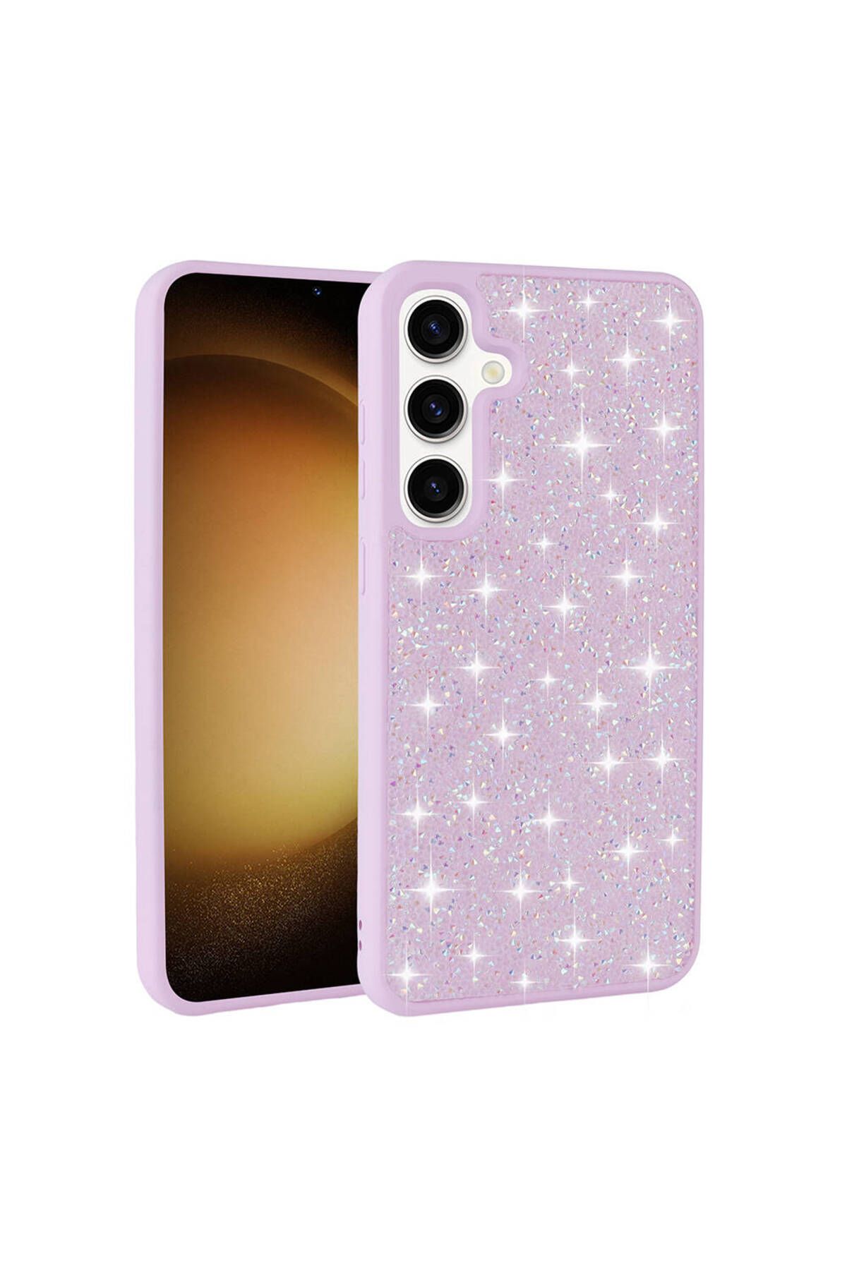 Galaxy S24 Uyumlu Parlak Taşlı Tasarım Pırlanta Zore Kılıf-Lila