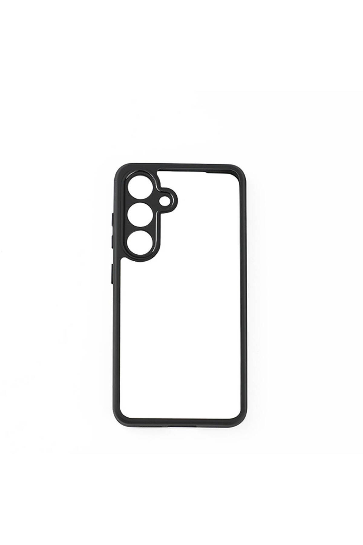 Galaxy S24 Plus Uyumlu Kamera Korumalı Şeffaf Arka Yüzey Zore New Roll Kılıf-Siyah