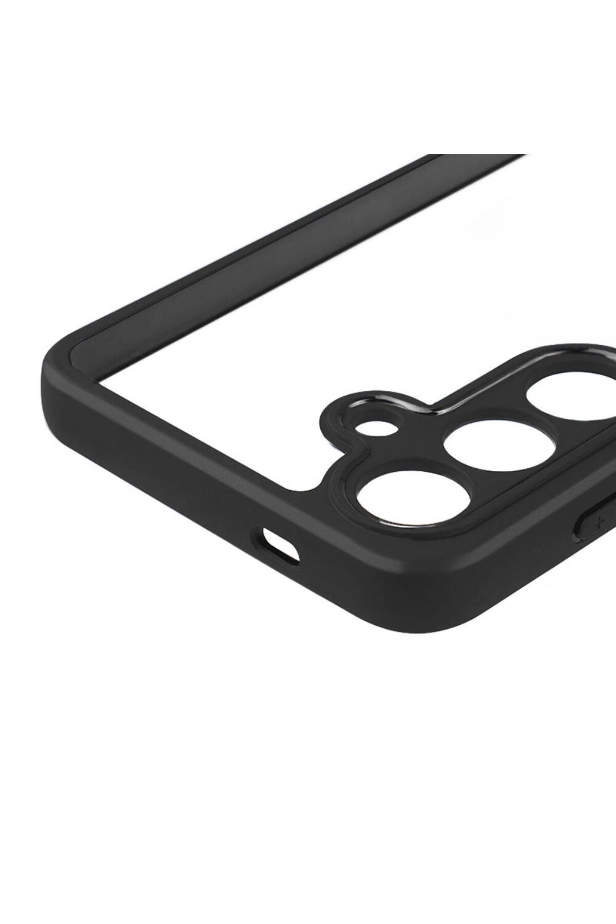 Galaxy S24 Plus Uyumlu Kamera Korumalı Şeffaf Arka Yüzey Zore New Roll Kılıf-Siyah