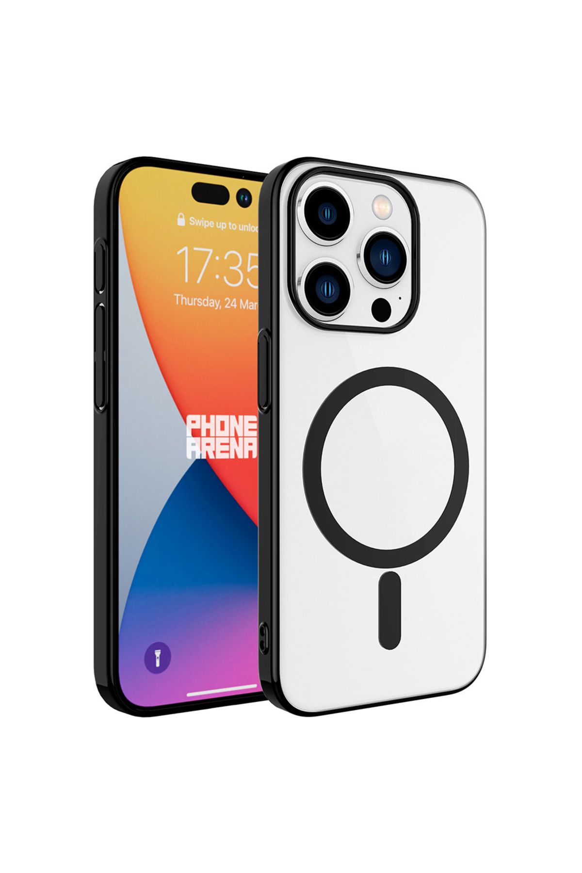 iPhone 15 Pro Uyumlu Zore Wireless Şarj Özellikli Pixel Magsafe Kılıf-Siyah