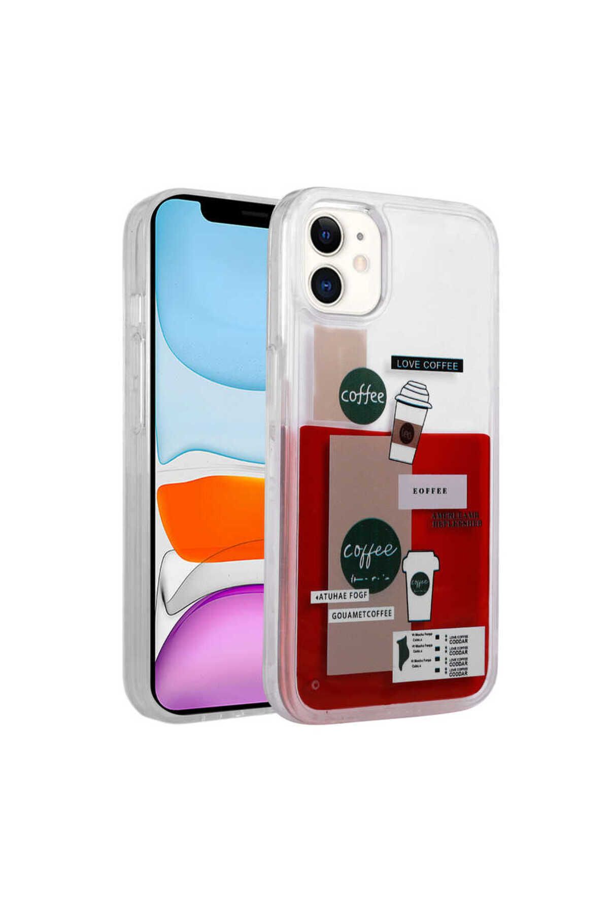 iPhone 11 Uyumlu Desenli Sıvılı Zore Drink Silikon Kılıf-NO1