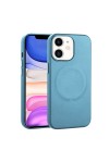 iPhone 11 Uyumlu PU Deri Magsafe Wireless Şarj Özellikli Zore Derix Kılıf-Mavi iPhone 11 Uyumlu PU Deri Magsafe Wireless Şarj Özellikli Zore Derix Kılıf-Mavi